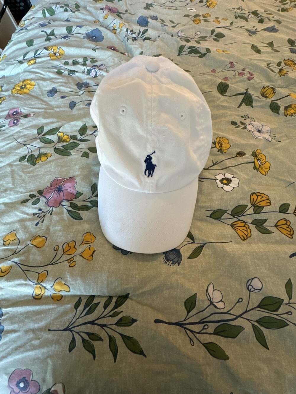 Polo Ralph Lauren Iconic Cotton Chino Baseball Cap White with Navy Pony Logo